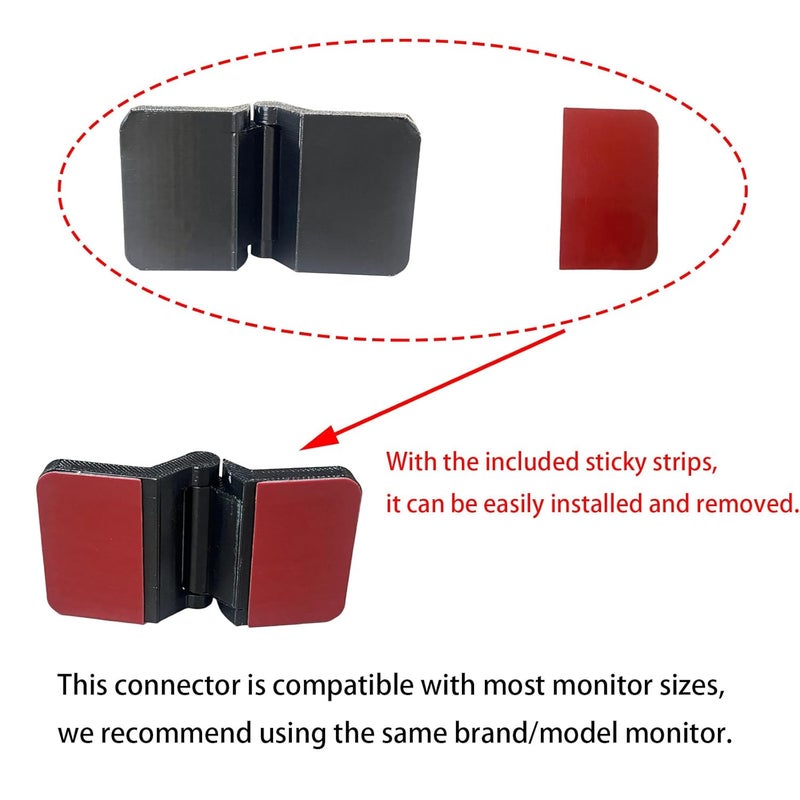 spansee 2 PCS Monitor Connectors Compatible with Sim Racing Monitor, Monitor Alignment Tool, Monitor Hinge (Includes Sticky Strips) - Image 3